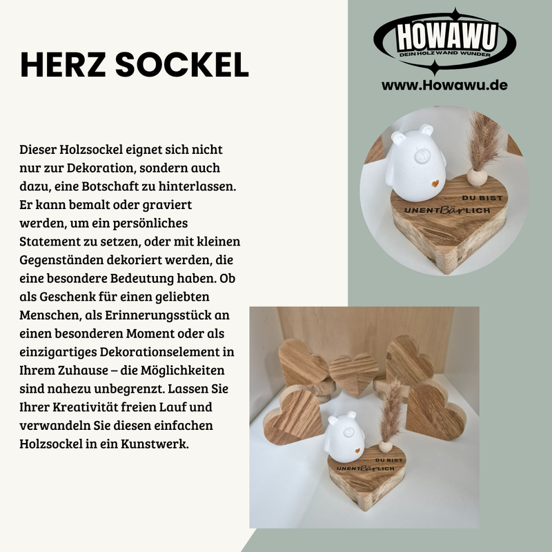 Holzsockel Herzform 10er Set