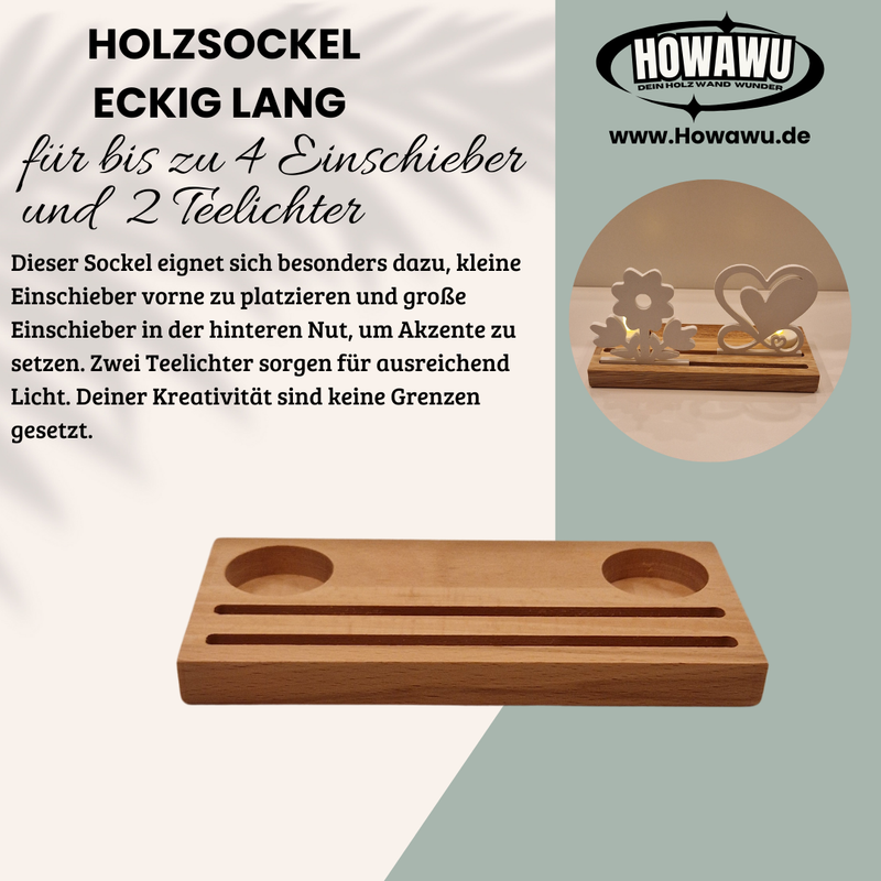 Holzsockel für Holzsockel für Einschieber 2er Teelicht Doppelnut