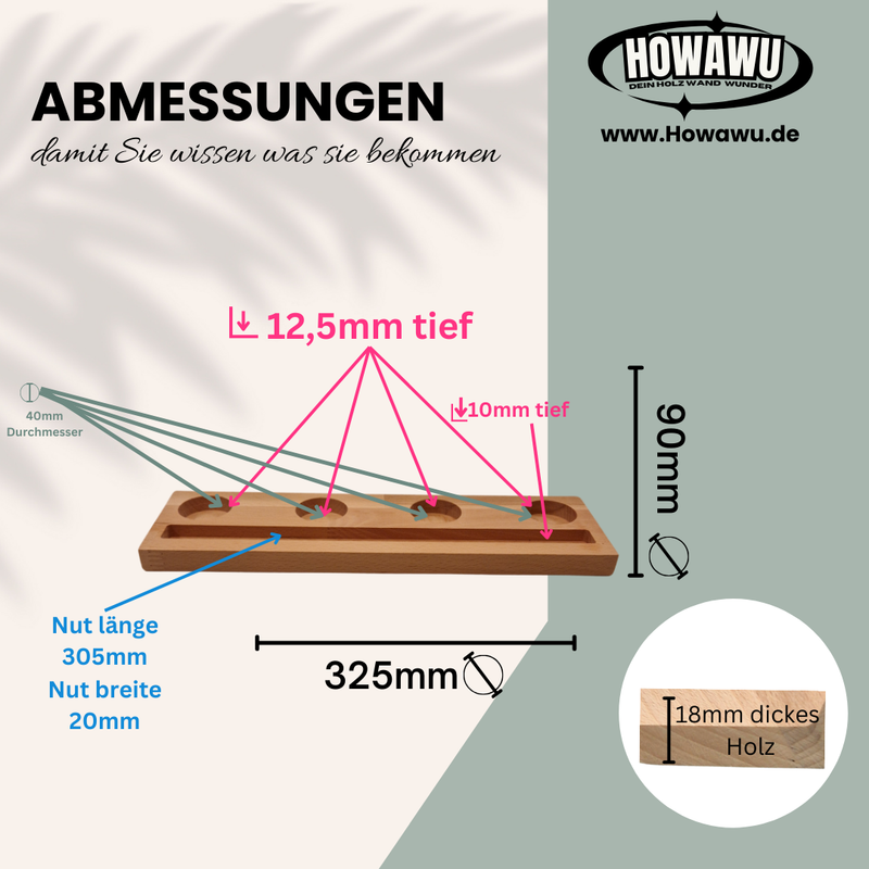 Holzsockel für Einschieber 4er Teelicht dicke Nut